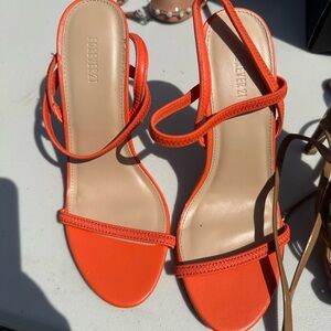 Forever 21 Orange Strappy Heels